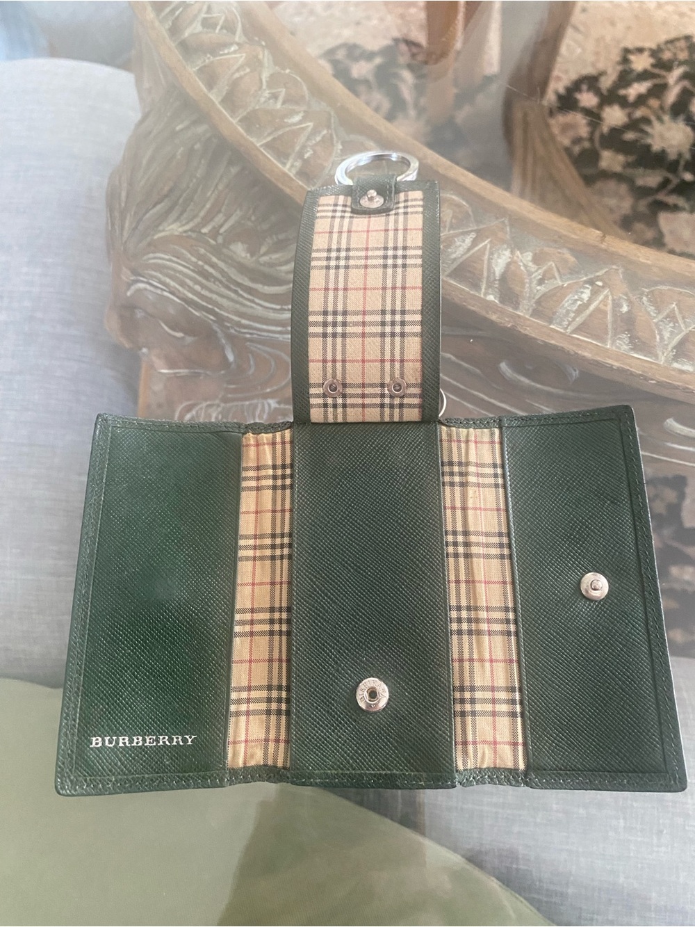 Burberry Dark Green Leather Key & Card Holder - Picture 5 of 11